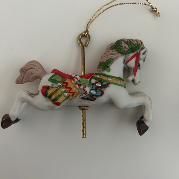 Vintage Porcelain Carousel Horse Ornament - Picture 4 of 7